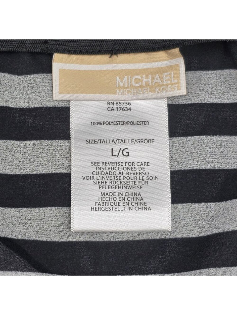 Michael Kors Swim Skirt Coverup Large Black White Stripe Sheer Hi Low - Picture 3 of 7